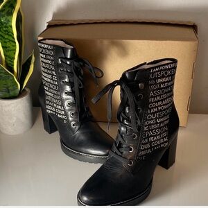 Naturalizer Black Women's Heeled Boots with Text Design